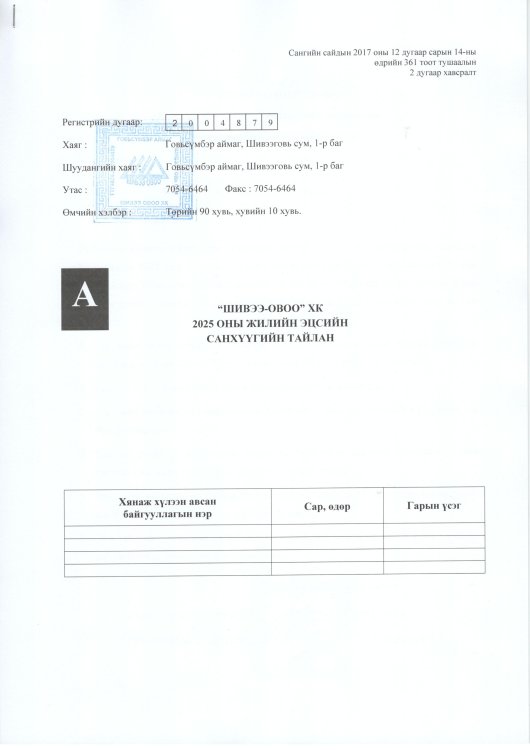 2025 оны Санхүүгийн тайлан