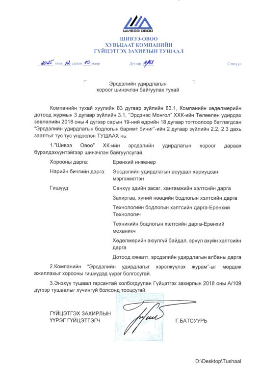 Эрсдэлийн удирдлагын хороог шинэчлэн байгуулах тухай